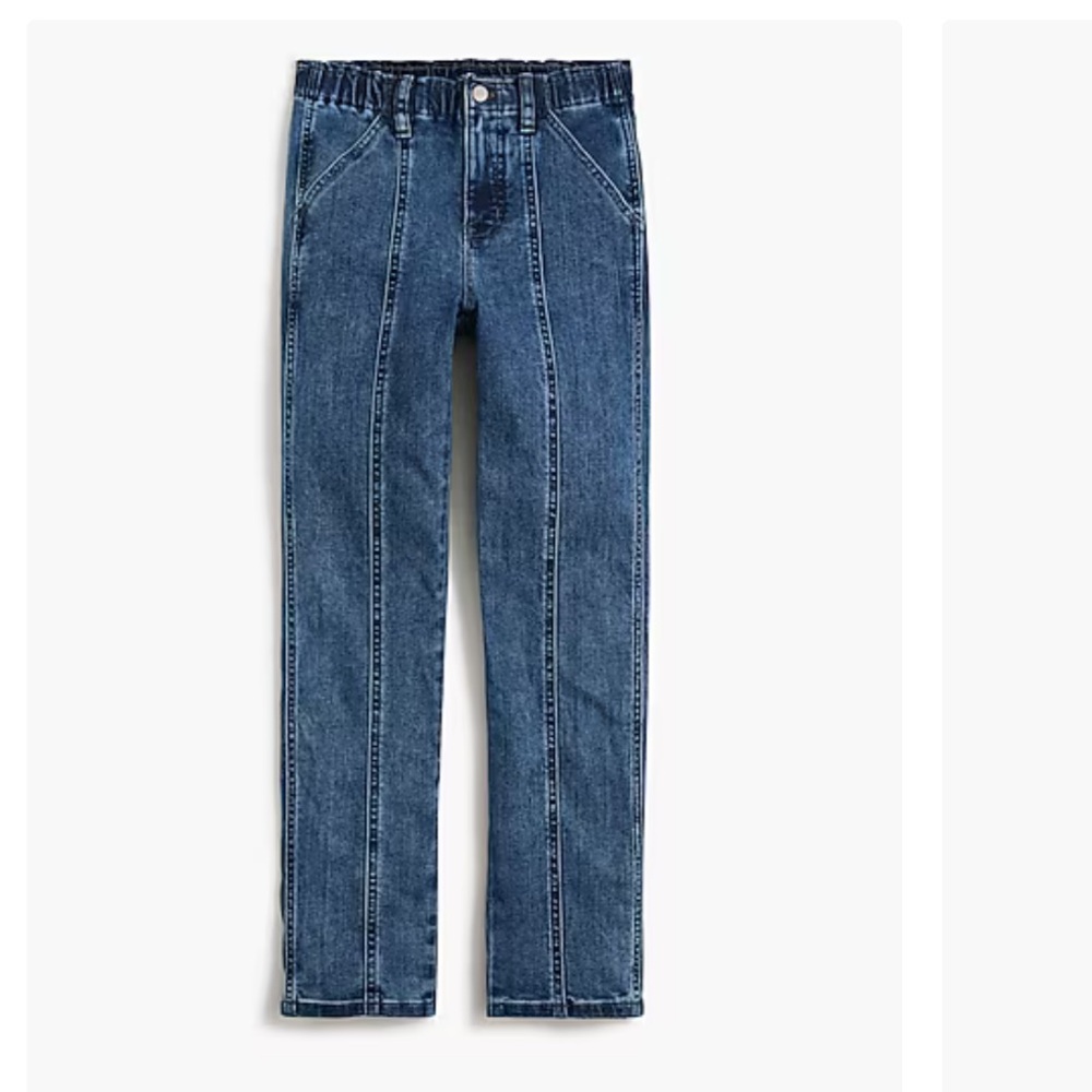 J. Crew Elastic-waist seamed straight jean in signature stretch